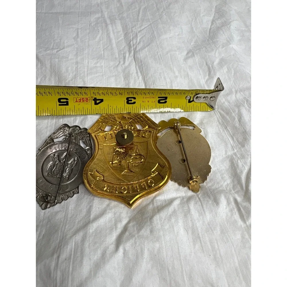 Vintage Security Officer Guard Badge Lot 3 Metal Emblem Collectible Prop